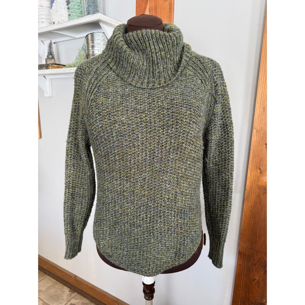 Prana Olive Green Marled Cowl Neck Sweater